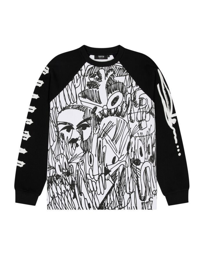 TRAPSTARXLAWN WAFFEL TOPS BLACKAND WHITE REFLECTIVE